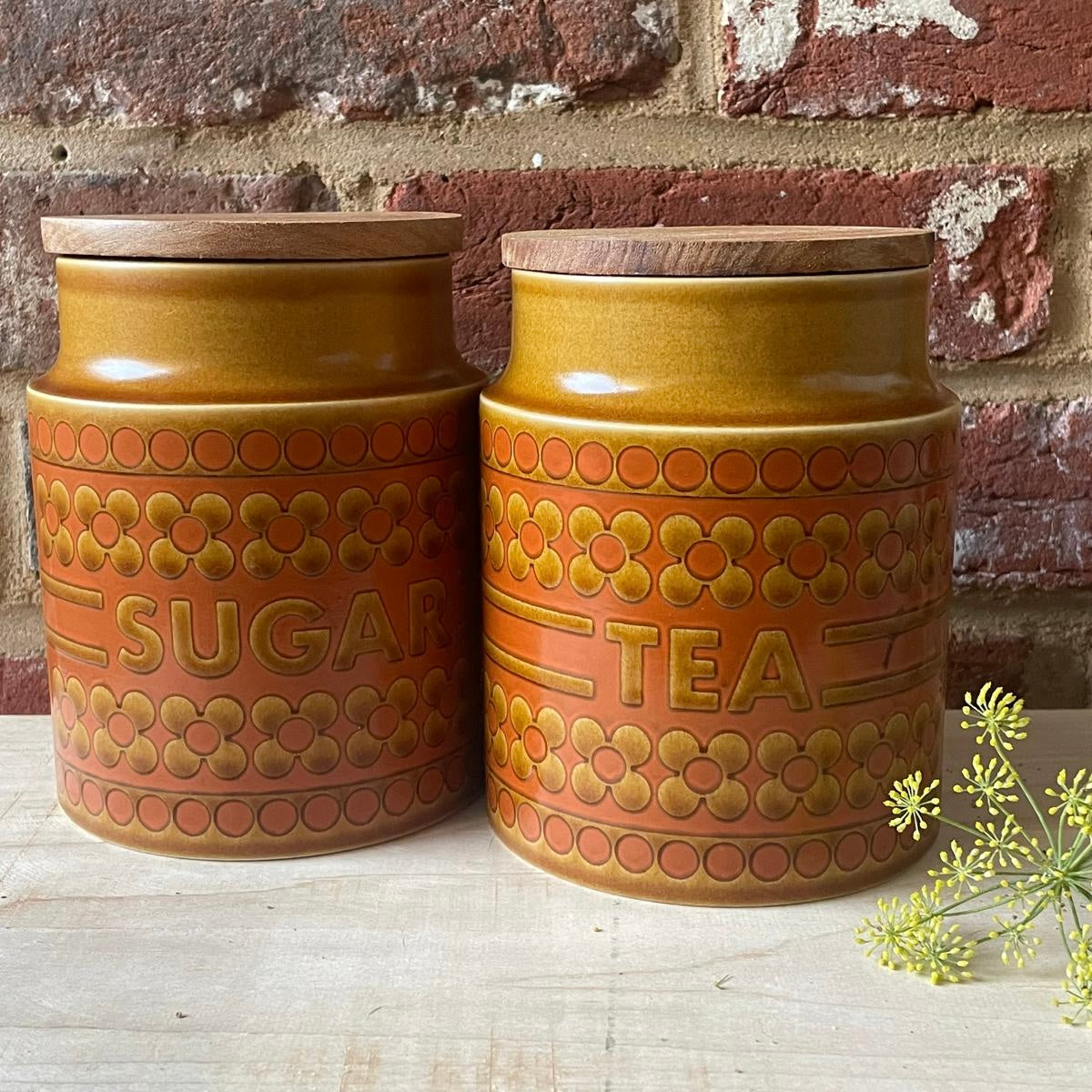 Vintage Hornsea Pottery Saffron Storage Jars | retro 1970s | MCM
