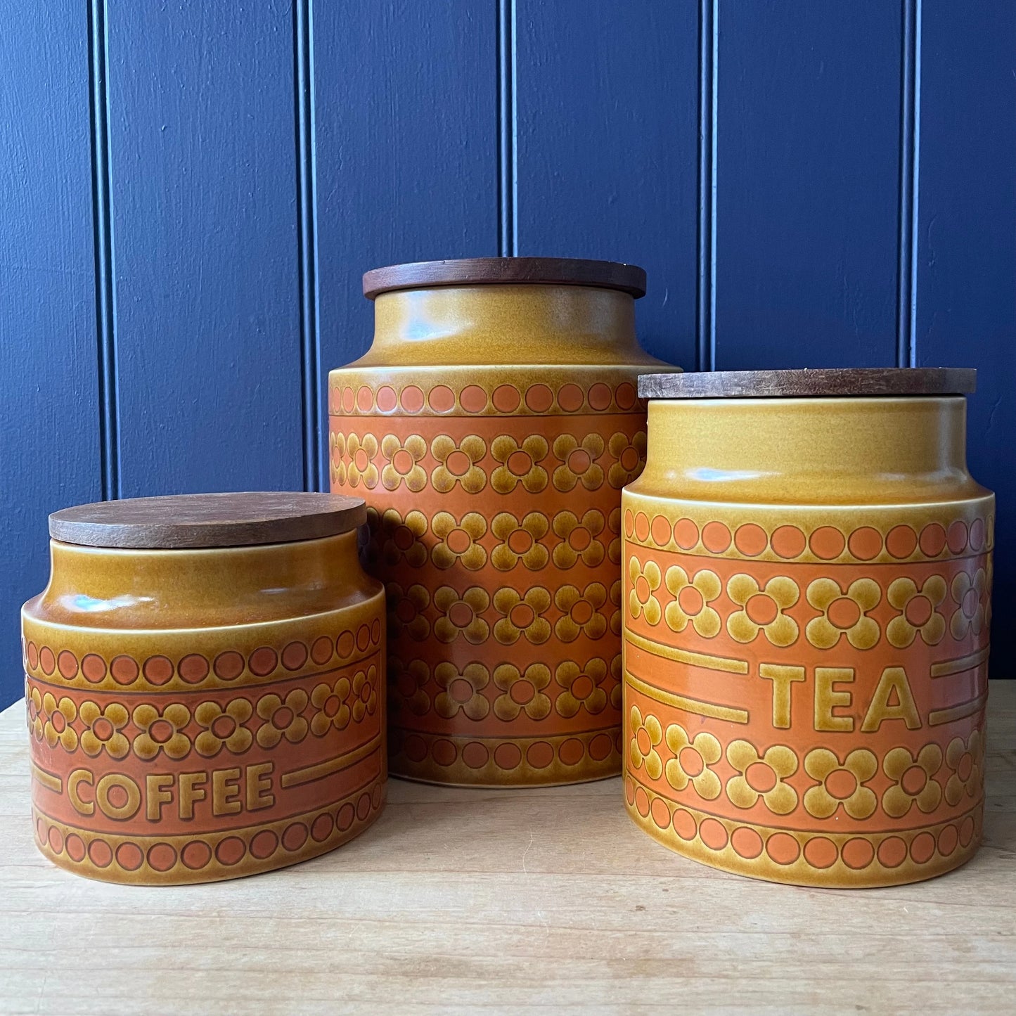 Vintage Hornsea Pottery Saffron Storage Jars | retro 1970s | MCM