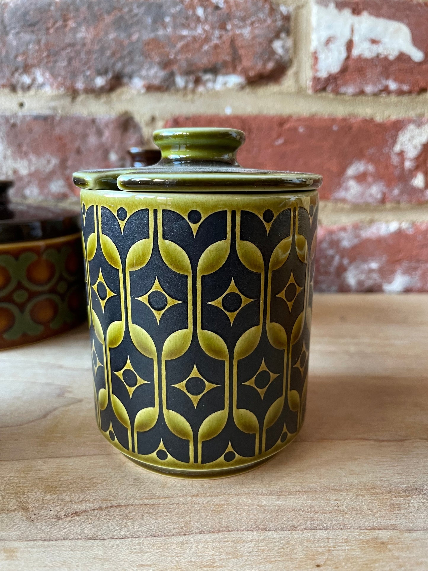 Hornsea Pottery vintage round butter dishes, covered sugar pots/preserve jars | retro 70s