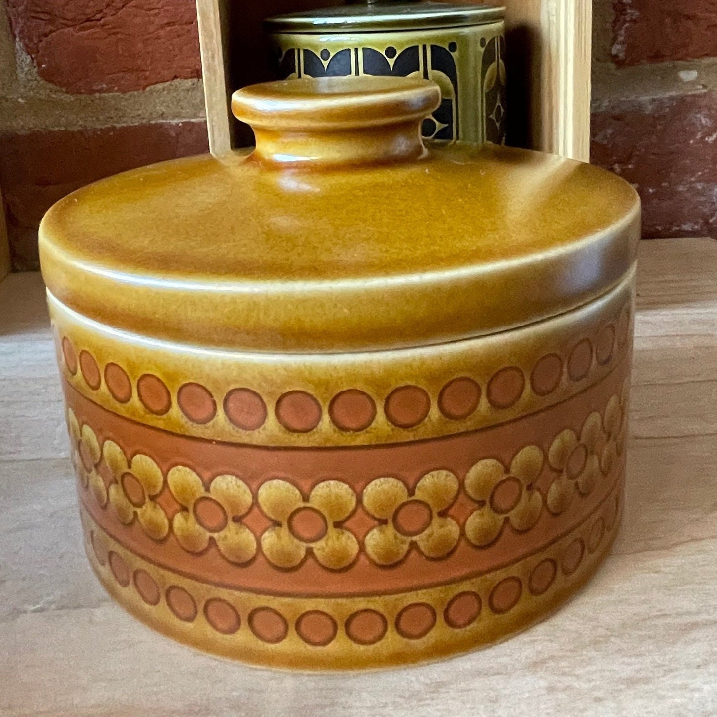 Hornsea Pottery vintage round butter dishes, covered sugar pots/preserve jars | retro 70s