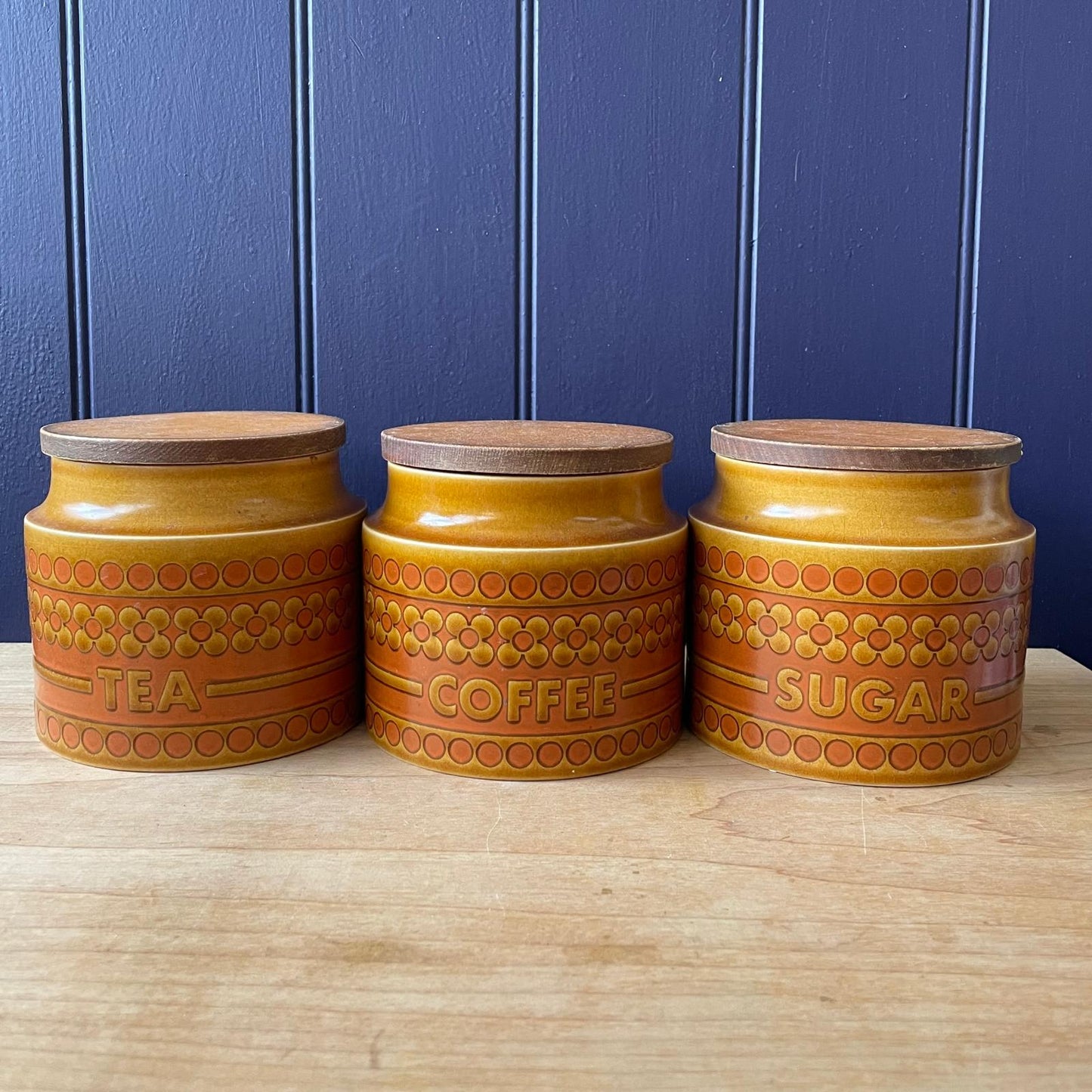 Vintage Hornsea Pottery Saffron Storage Jars | retro 1970s | MCM