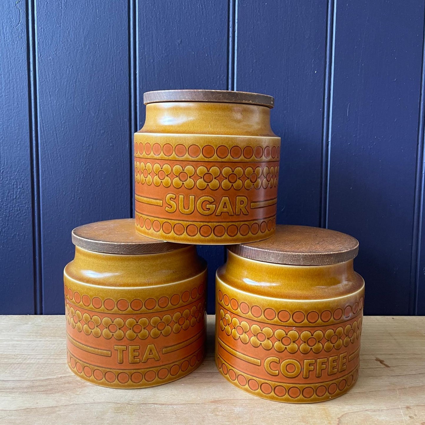 Vintage Hornsea Pottery Saffron Storage Jars | retro 1970s | MCM