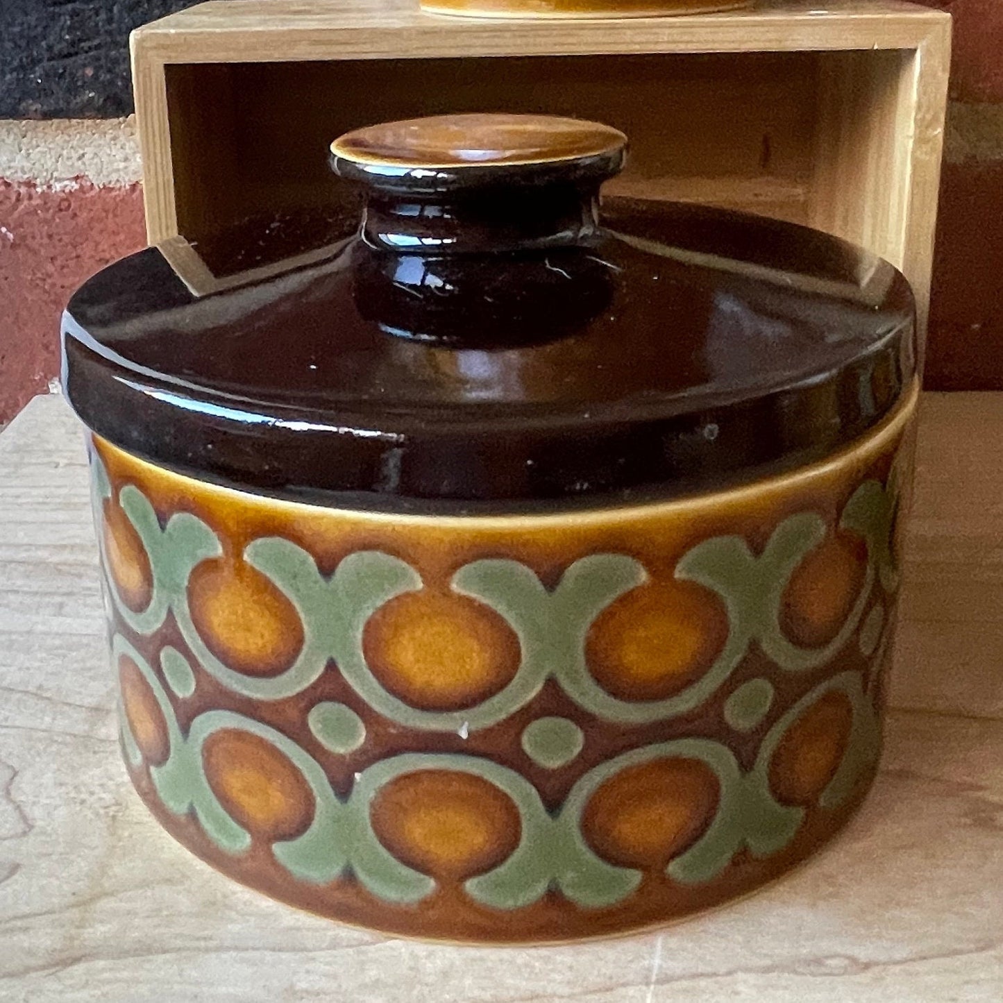 Hornsea Pottery vintage round butter dishes, covered sugar pots/preserve jars | retro 70s