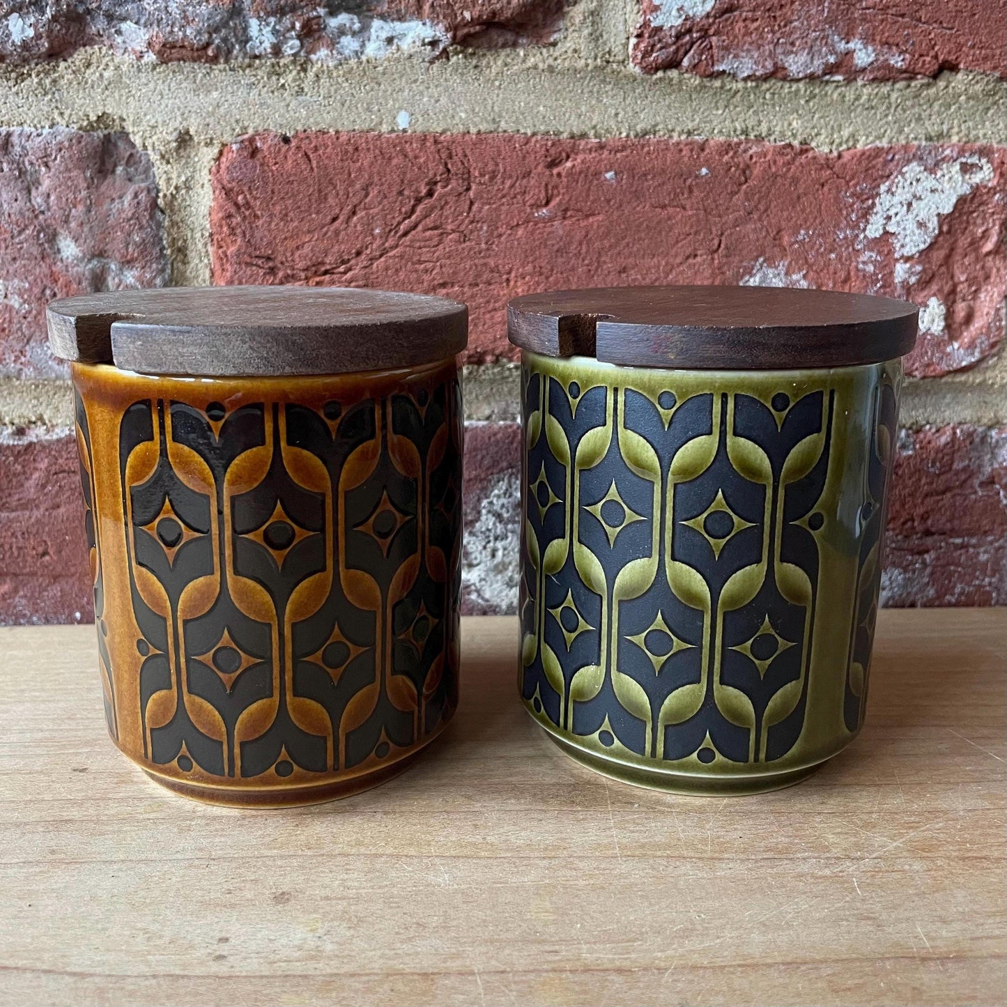 Hornsea Pottery vintage round butter dishes, covered sugar pots/preserve jars | retro 70s