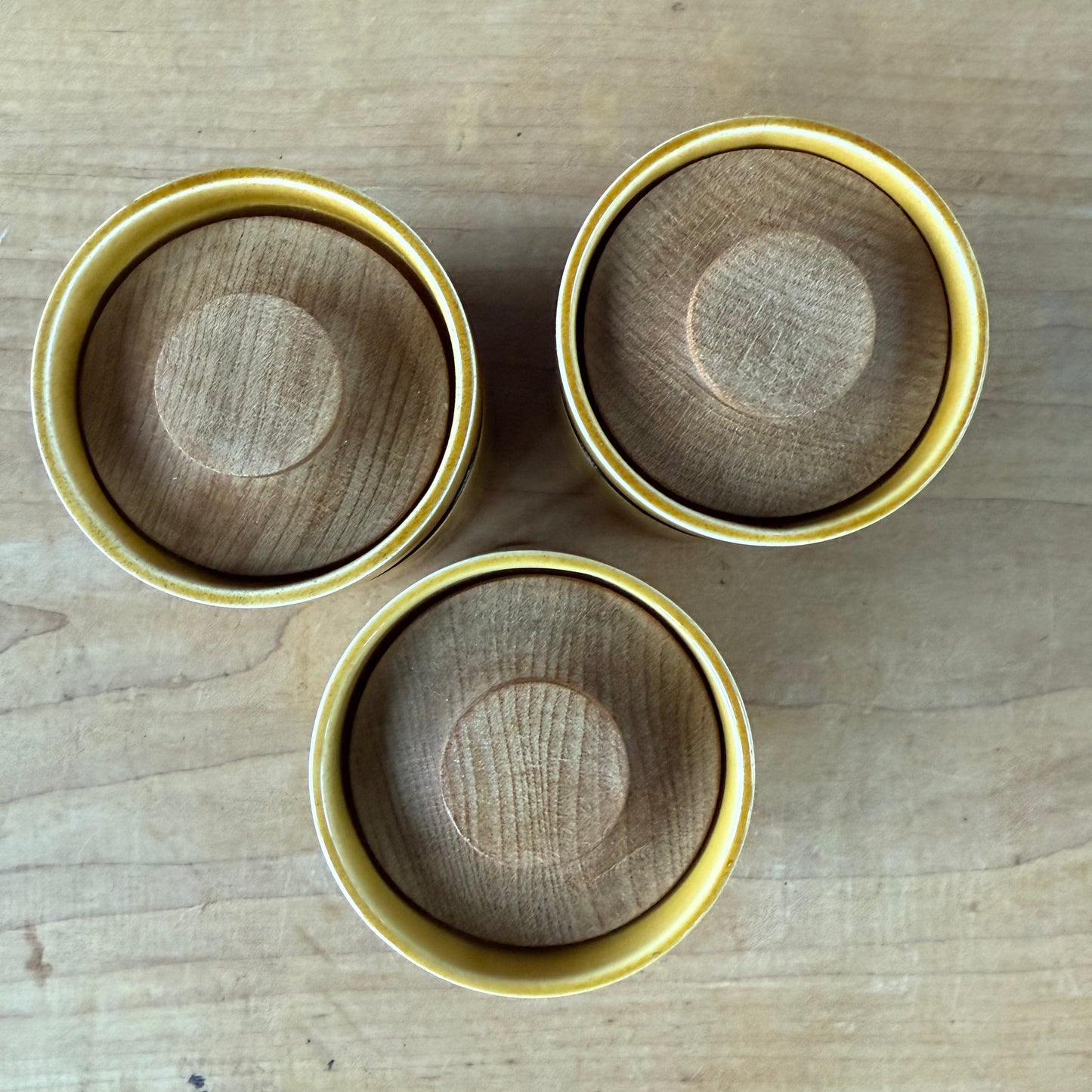 Vintage Hornsea Pottery Scroll Herb Jars — Set of Three