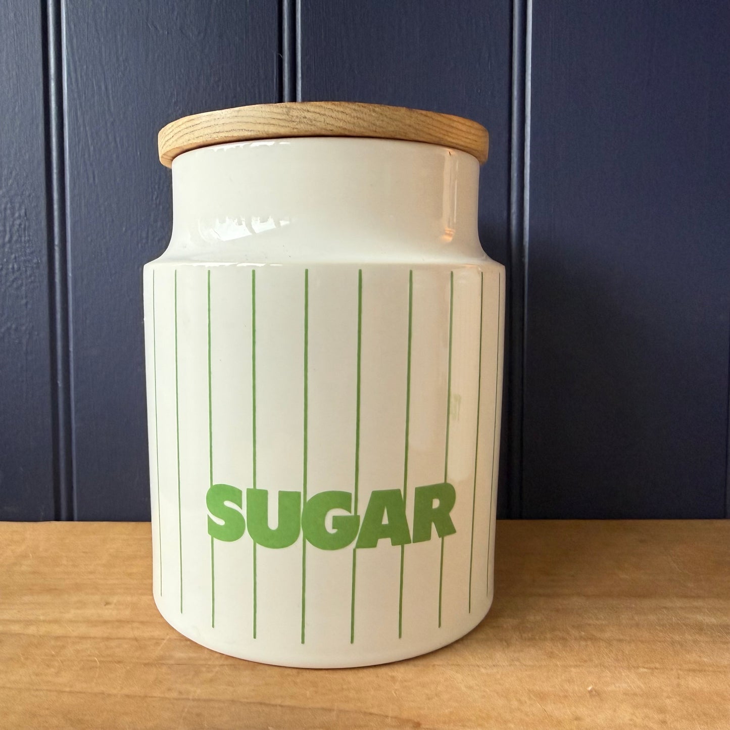 Vintage Hornsea Pottery Green Stripe Storage Jars | retro 1970s | MCM