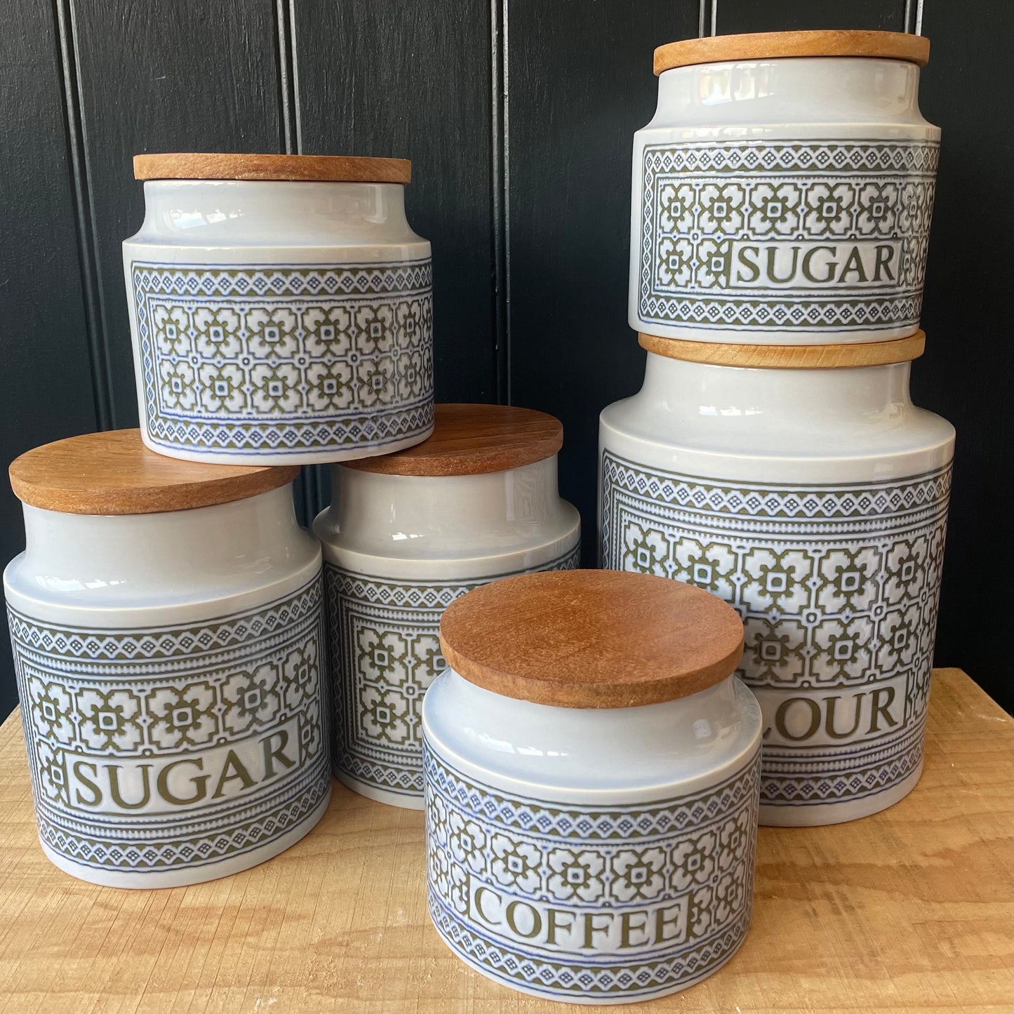 Vintage Hornsea Pottery Tapestry Storage Jars | retro 1970s | MCM