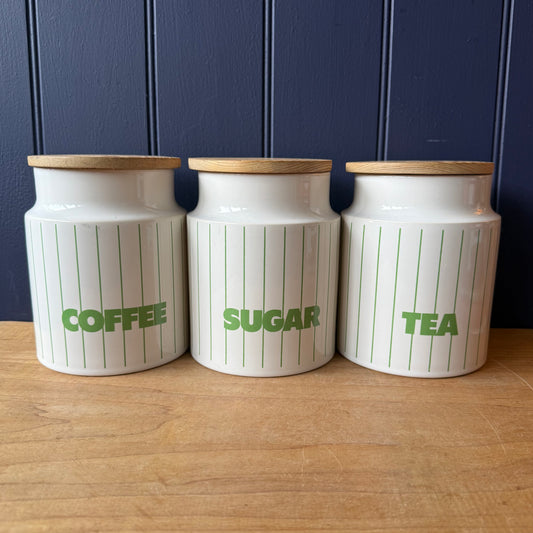 Vintage Hornsea Pottery Green Stripe Storage Jars | retro 1970s | MCM
